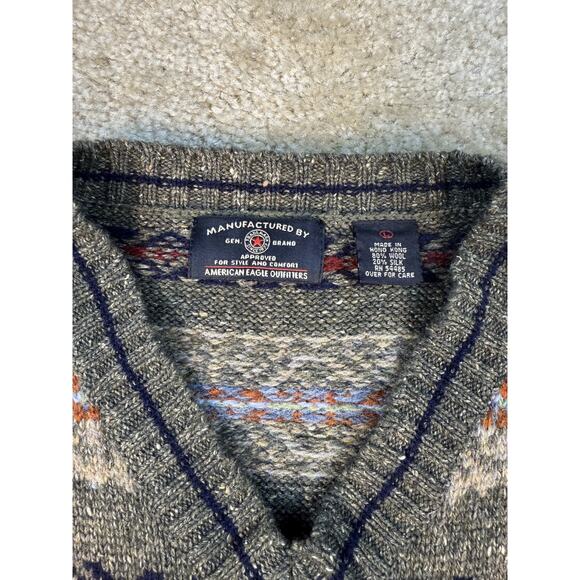 VTG American Eagle Sweater Vest Mens L Wool Silk Argyle Knicker Golf - Picture 2 of 5